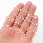Sterling Silver Diamond Cut Oval Link Chain